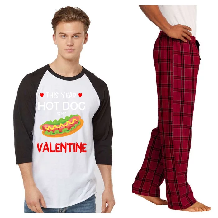 This Year Hot Dog Is My Valentine Sausage Lover Food Jokes Gift Raglan Sleeve Pajama Set