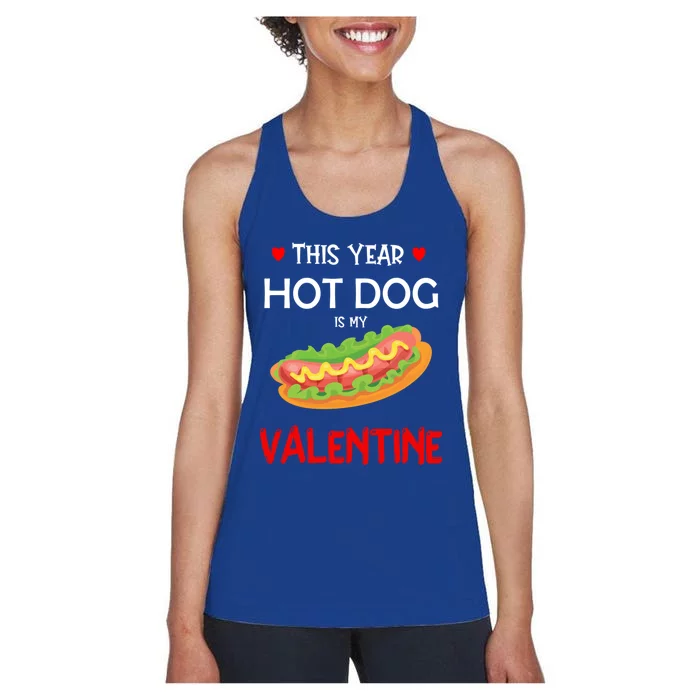 This Year Hot Dog Is My Valentine Sausage Lover Food Jokes Gift Women's Racerback Tank