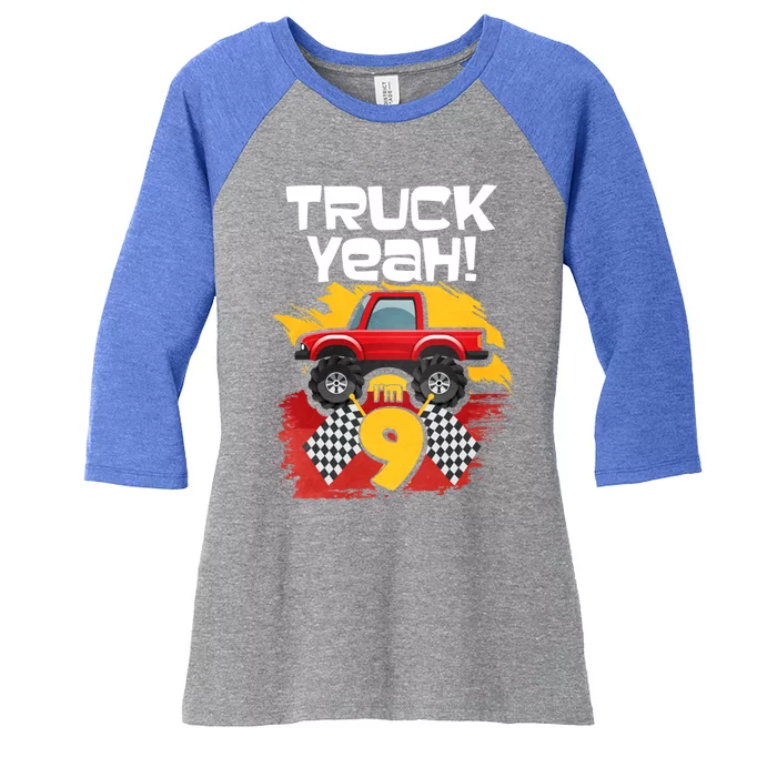 Truck Yeah Im 9 Gift Women's Tri-Blend 3/4-Sleeve Raglan Shirt