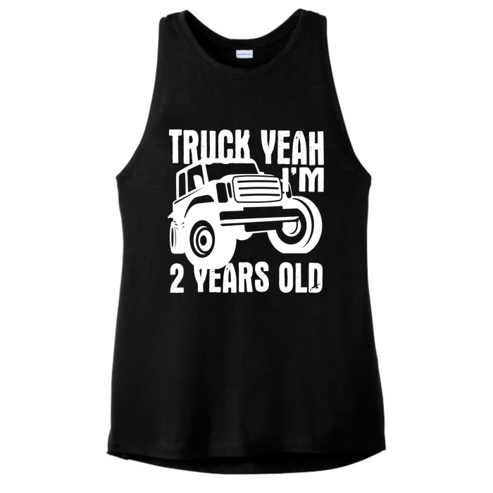 Truck Yeah Im Two Years Old Funny 2nd Birthday Gift Ladies Tri-Blend Wicking Tank