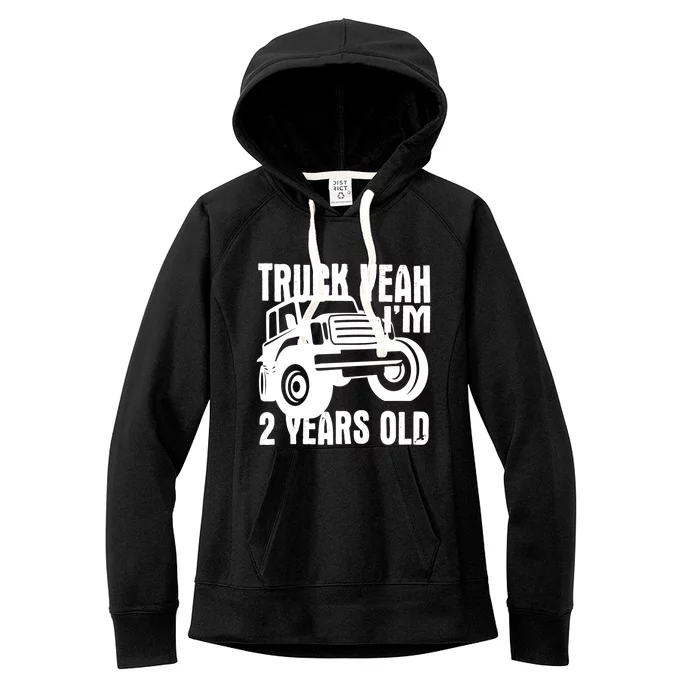 Truck Yeah Im Two Years Old Funny 2nd Birthday Gift Women's Fleece Hoodie