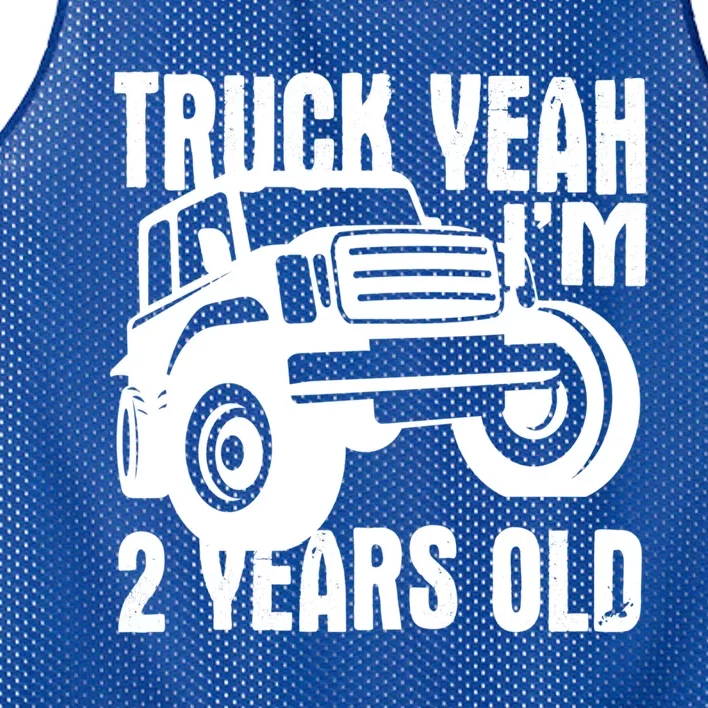 Truck Yeah Im Two Years Old Funny 2nd Birthday Gift Mesh Reversible Basketball Jersey Tank