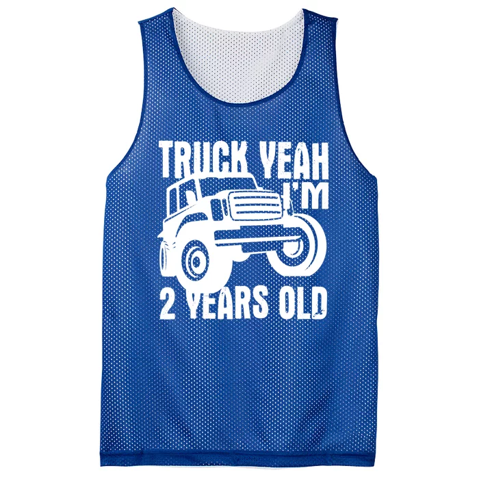 Truck Yeah Im Two Years Old Funny 2nd Birthday Gift Mesh Reversible Basketball Jersey Tank