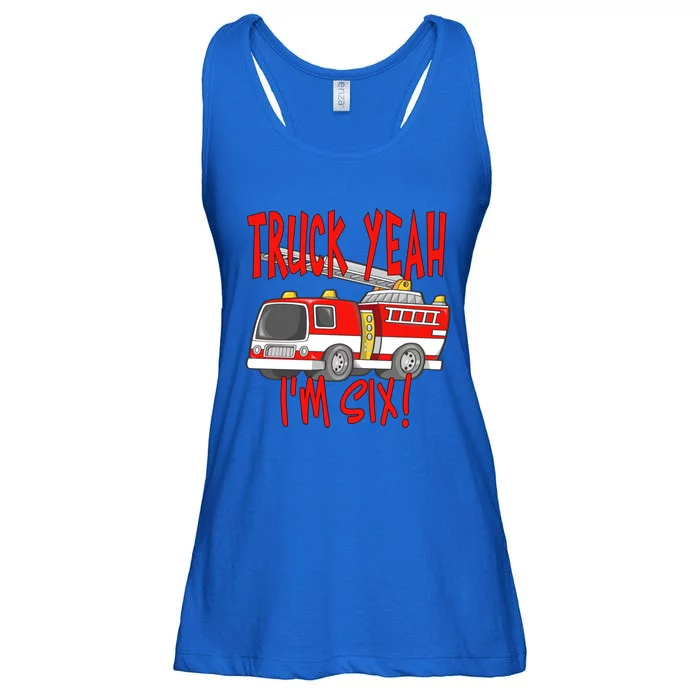 Truck Yeah Im Six Fire Truck For 6 Year Birthday Gift Ladies Essential Flowy Tank