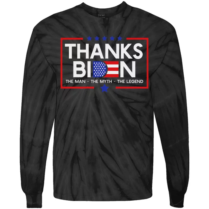 Thank You Joe Biden Man Myth Legend Usa Flag President Tie-Dye Long Sleeve Shirt