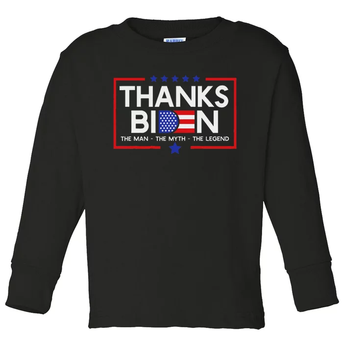 Thank You Joe Biden Man Myth Legend Usa Flag President Toddler Long Sleeve Shirt