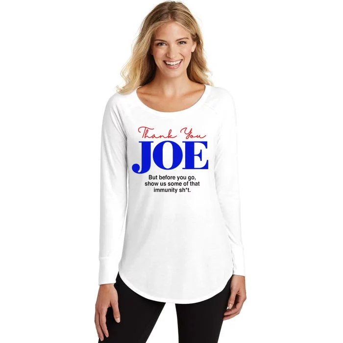 Thank You Joe! Funny Immunity Pun For President Biden Women's Perfect Tri Tunic Long Sleeve Shirt