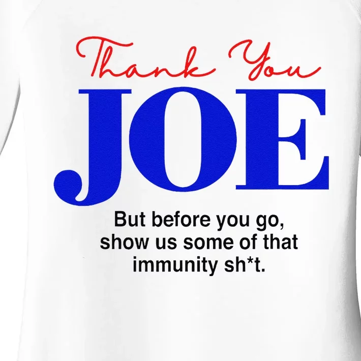 Thank You Joe! Funny Immunity Pun For President Biden Women's Perfect Tri Tunic Long Sleeve Shirt