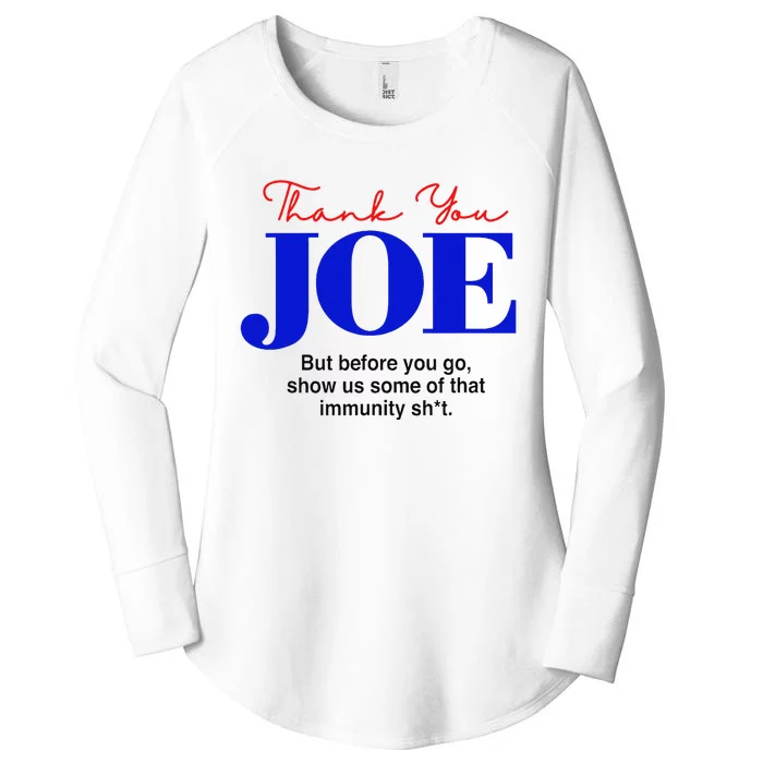 Thank You Joe! Funny Immunity Pun For President Biden Women's Perfect Tri Tunic Long Sleeve Shirt