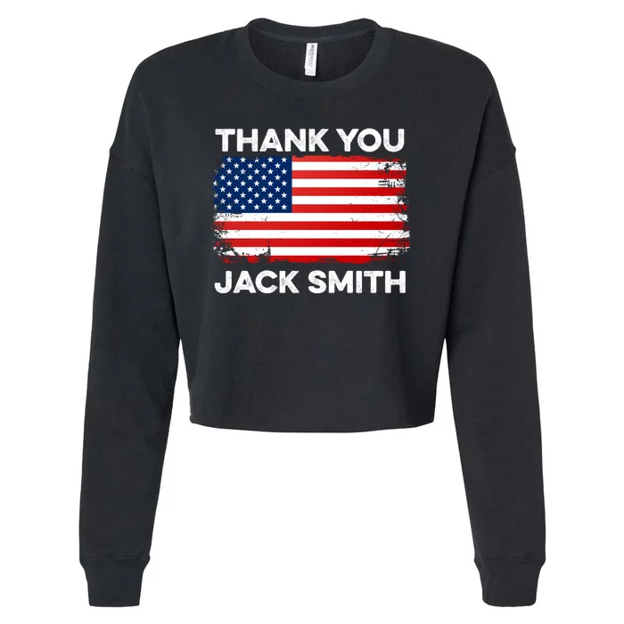 Thank You Jack Smith Counsel Trial Funny Meme American Flag Cropped Pullover Crew