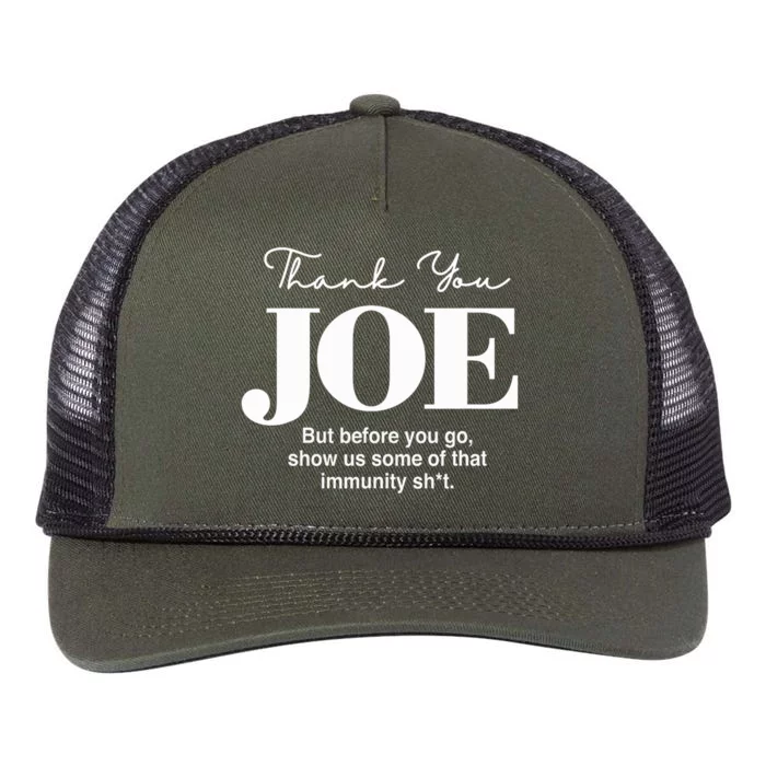 Thank You Joe! Funny Immunity Pun For President Biden Retro Rope Trucker Hat Cap