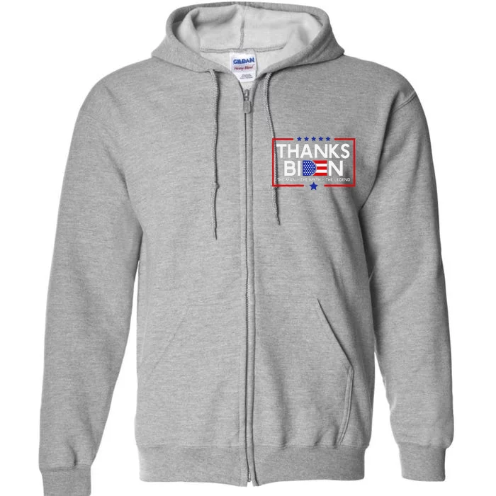 Thank You Joe Biden Man Myth Legend Usa Flag President Full Zip Hoodie