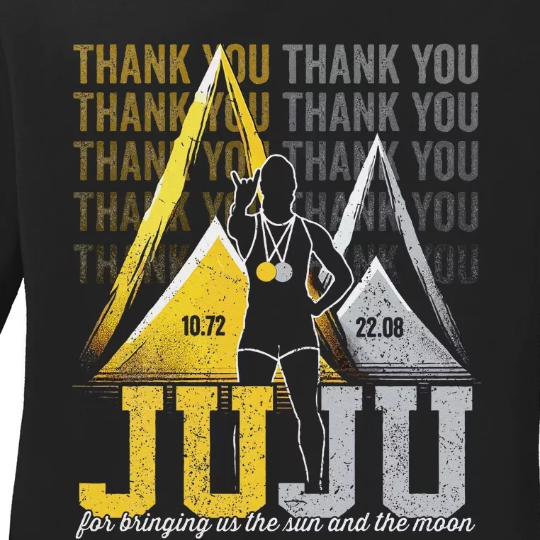 Thank You Juju Proud And Patriotic Saint Lucia Flag Pitons Ladies Long Sleeve Shirt