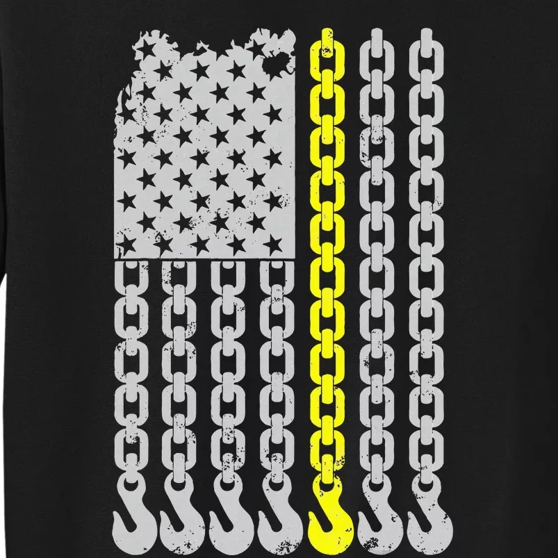 Thin Yellow Line Chain Hook American Flag Tow Truck Driver Sweatshirt