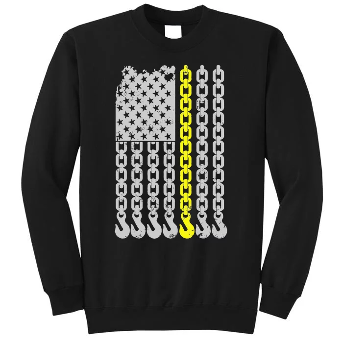 Thin Yellow Line Chain Hook American Flag Tow Truck Driver Sweatshirt