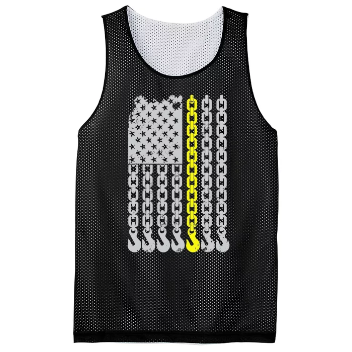 Thin Yellow Line Chain Hook American Flag Tow Truck Driver Mesh Reversible Basketball Jersey Tank