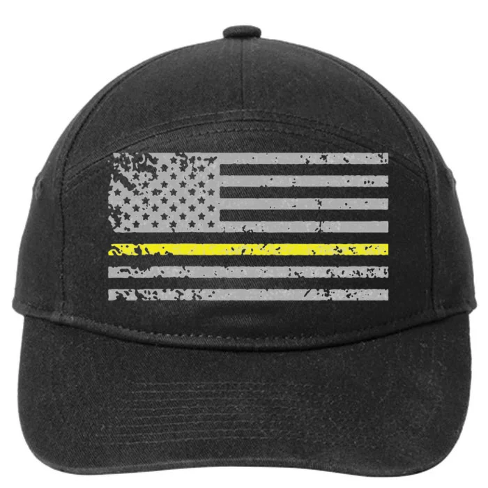 Thin Yellow Line American Flag Emergency Dispatcher 7-Panel Snapback Hat