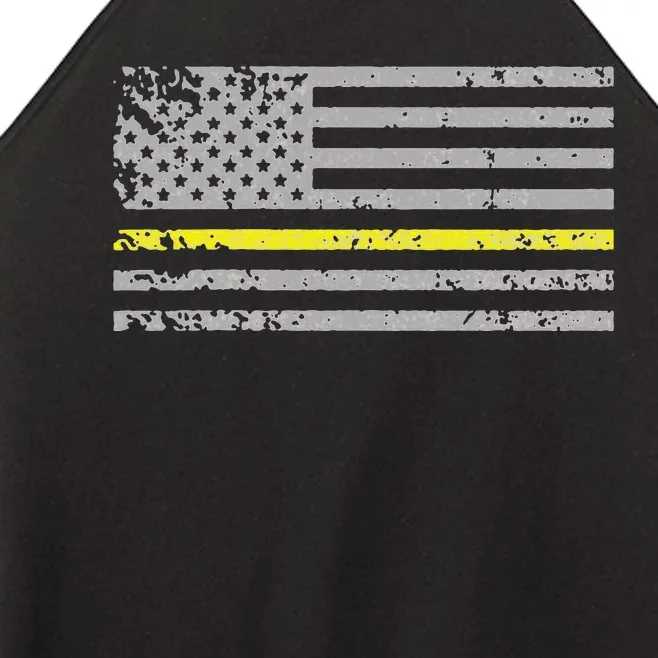 Thin Yellow Line American Flag Emergency Dispatcher Women’s Perfect Tri Rocker Tank