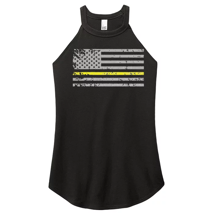 Thin Yellow Line American Flag Emergency Dispatcher Women’s Perfect Tri Rocker Tank