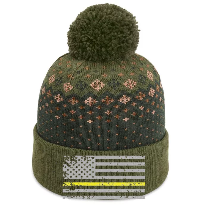 Thin Yellow Line American Flag Emergency Dispatcher The Baniff Cuffed Pom Beanie