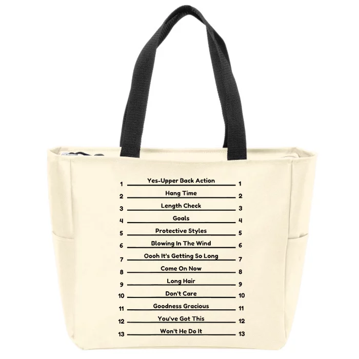 Track Your Long Natural Hair Length Check Hair Zip Tote Bag