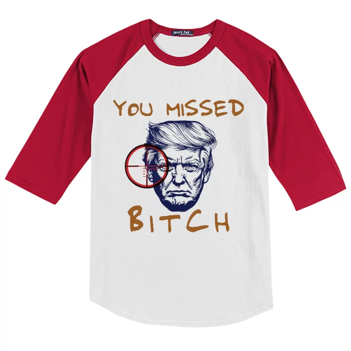 Trump You Missed Bitch Trump Shootting Target Kids Colorblock Raglan Jersey