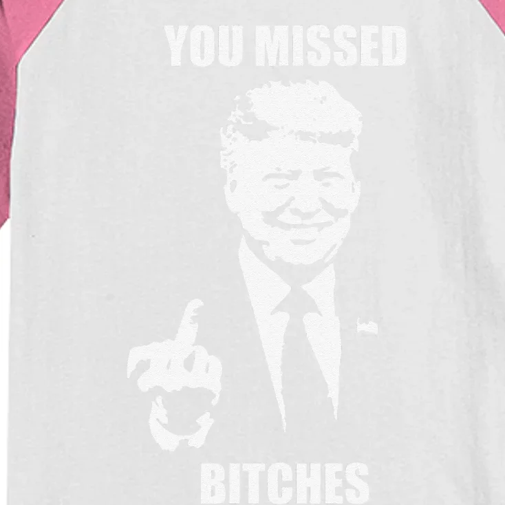 Trump You Missed Funny Trump 2024 Kids Colorblock Raglan Jersey