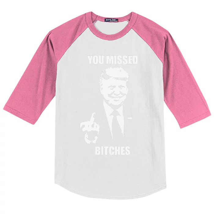 Trump You Missed Funny Trump 2024 Kids Colorblock Raglan Jersey