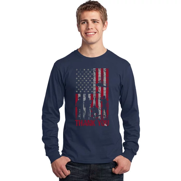 Thank You Memorial Day Veteran Military Flag Design American Tall Long Sleeve T-Shirt