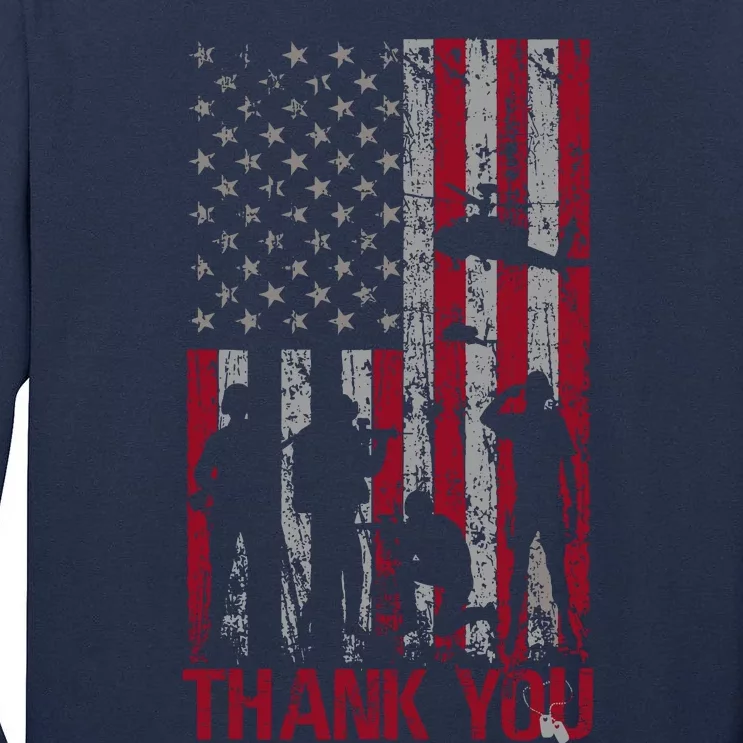 Thank You Memorial Day Veteran Military Flag Design American Tall Long Sleeve T-Shirt