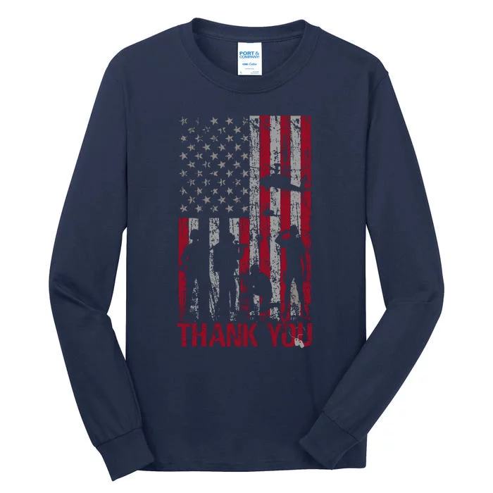 Thank You Memorial Day Veteran Military Flag Design American Tall Long Sleeve T-Shirt