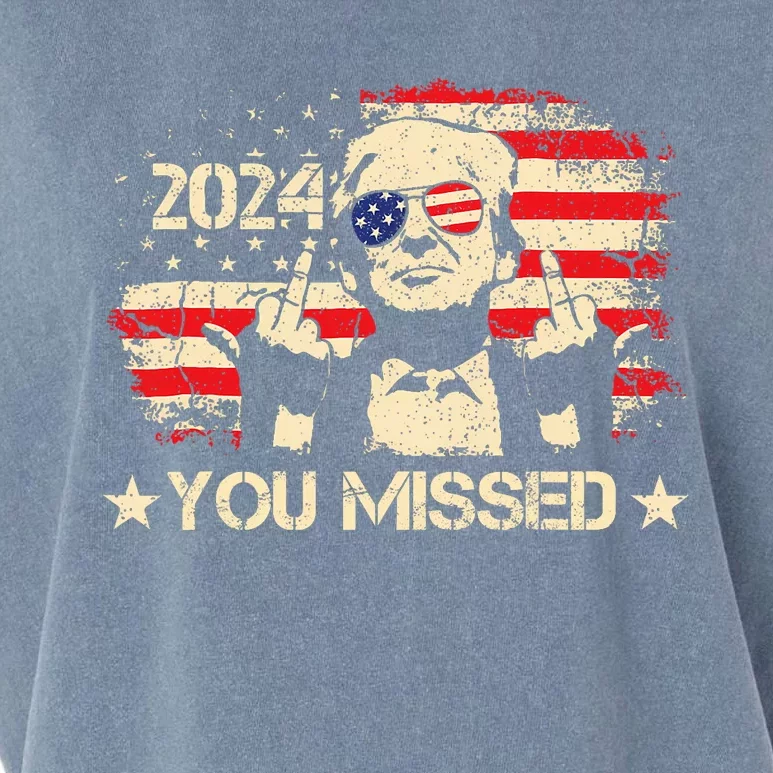 Trump You Missed Funny Trump 2024 Design Garment-Dyed Women's Muscle Tee