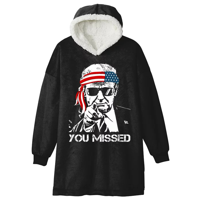 Trump You Missed Middle Finger 24 Vote Trump Hooded Wearable Blanket