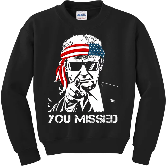 Trump You Missed Middle Finger 24 Vote Trump Kids Sweatshirt