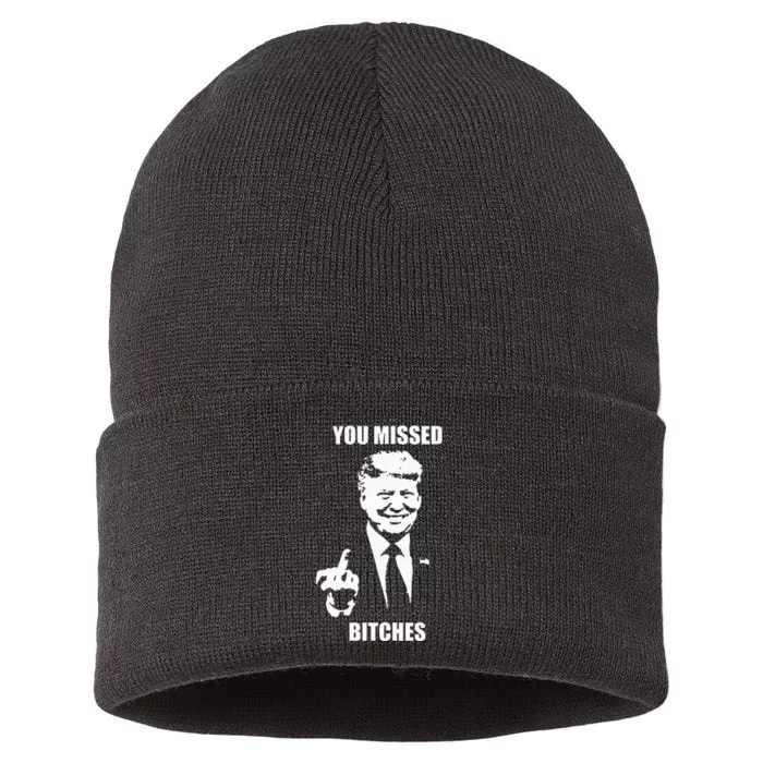 Trump You Missed Funny Trump 2024 Sustainable Knit Beanie