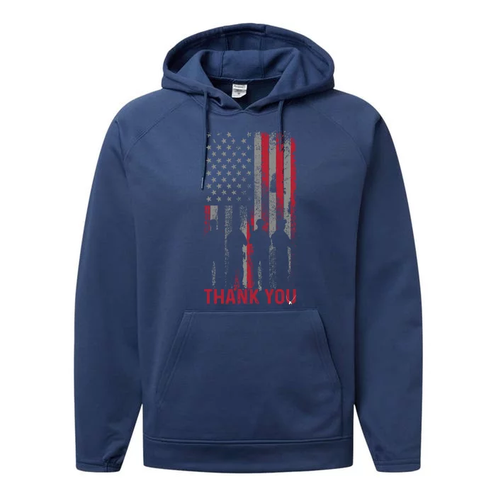 Thank You Memorial Day Military Flag Design Gift Performance Fleece Hoodie