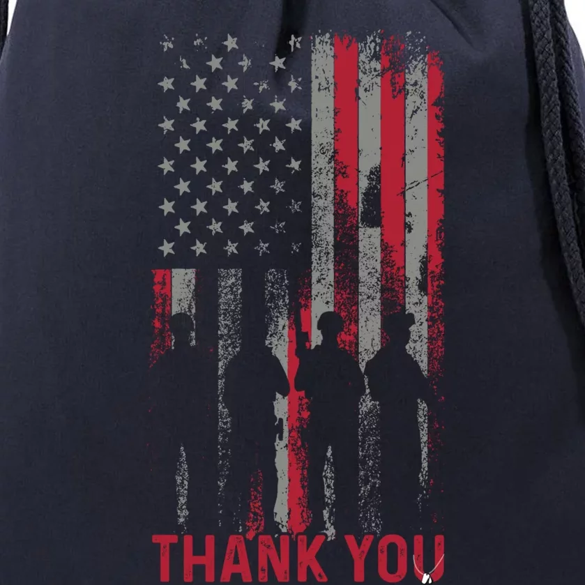 Thank You Memorial Day Military Flag Design Gift Drawstring Bag