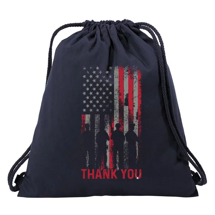 Thank You Memorial Day Military Flag Design Gift Drawstring Bag