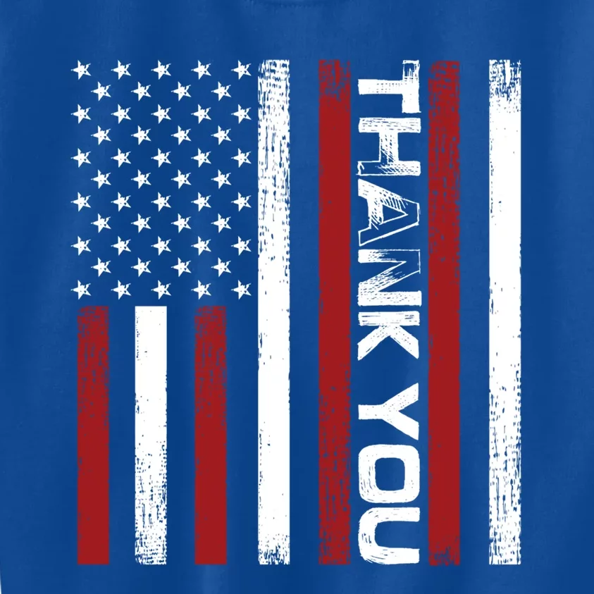 Thank You Memorial Day Retro American Flag Salute Patriotic Cute Gift Kids Sweatshirt