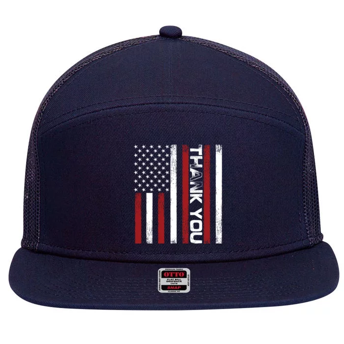 Thank You Memorial Day Retro American Flag Salute Patriotic Cute Gift 7 Panel Mesh Trucker Snapback Hat