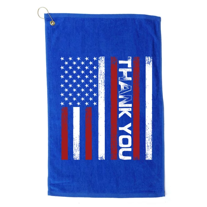 Thank You Memorial Day Retro American Flag Salute Patriotic Cute Gift Platinum Collection Golf Towel