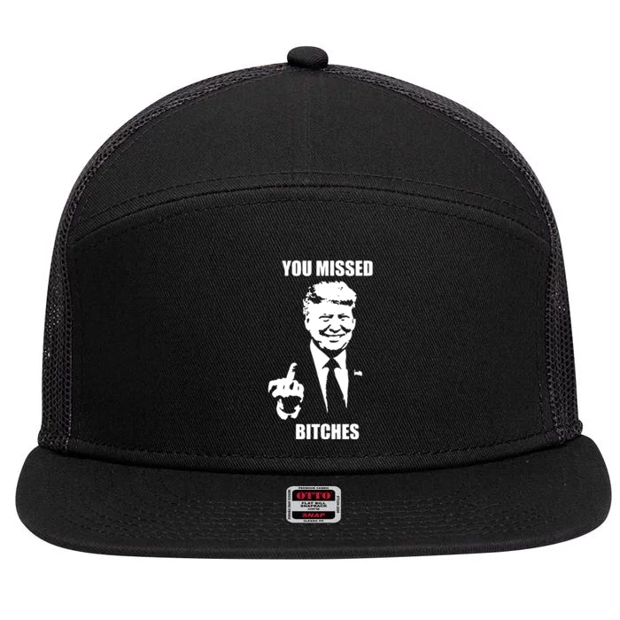 Trump You Missed Funny Trump 2024 7 Panel Mesh Trucker Snapback Hat