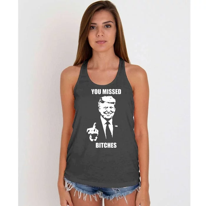 Trump You Missed Funny Trump 2024 Women's Knotted Racerback Tank