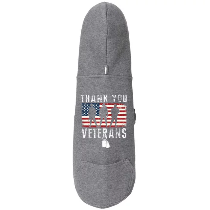 Thank You Military Veterans Gift Veterans Day Gift Doggie 3-End Fleece Hoodie