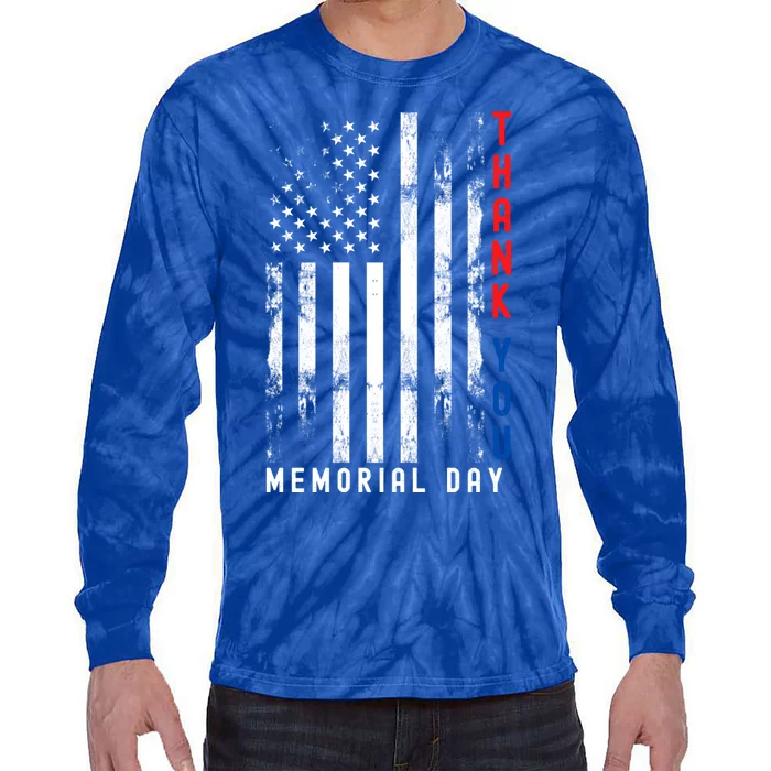 Thank You Memorial Day Vintage Military Flag Gift Tie-Dye Long Sleeve Shirt