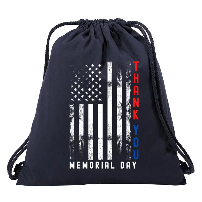 Thank You Memorial Day Vintage Military Flag Gift Drawstring Bag