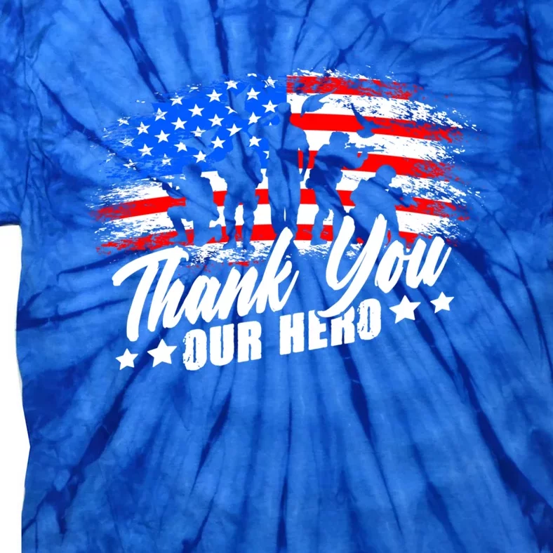 Thank You Military American Flag Soldier Memorial Veteran Meaningful Gift Tie-Dye T-Shirt