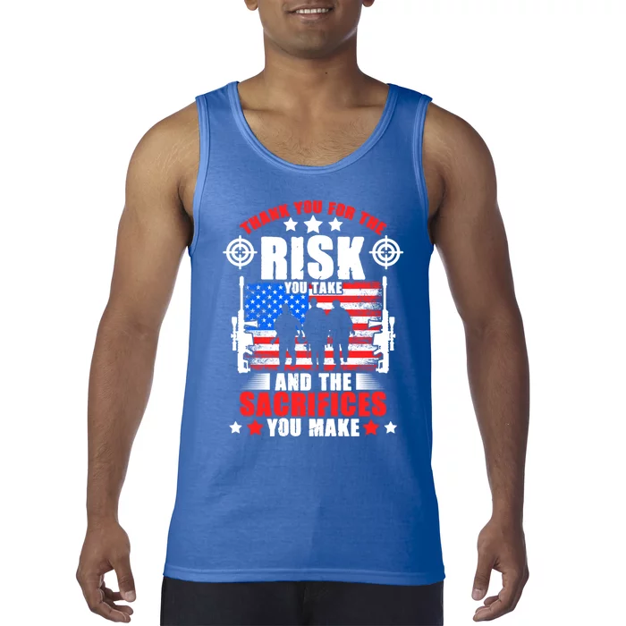 Thank You Military American Flag Soldier Memorial Veteran Cool Gift Tank Top