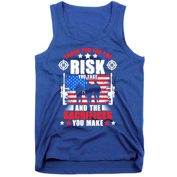 Thank You Military American Flag Soldier Memorial Veteran Cool Gift Tank Top