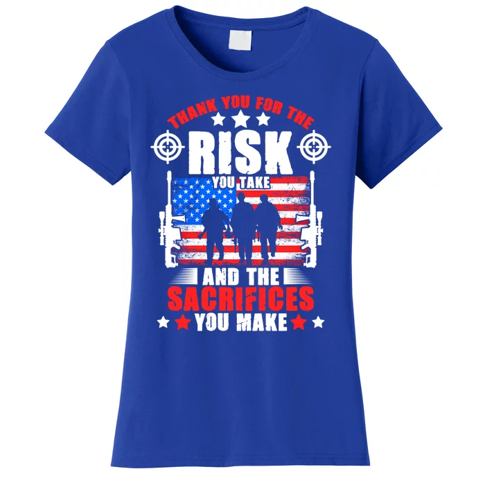 Thank You Military American Flag Soldier Memorial Veteran Cool Gift Women's T-Shirt